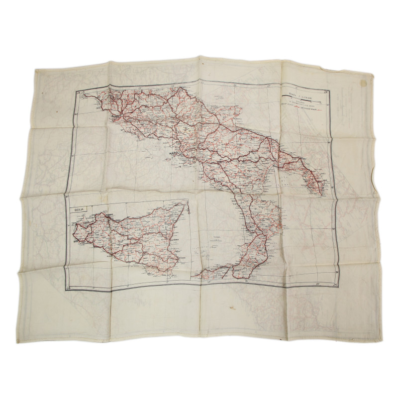 Carte d'évasion en soie, MI 9, Italie continentale et Sicile, J4/J3