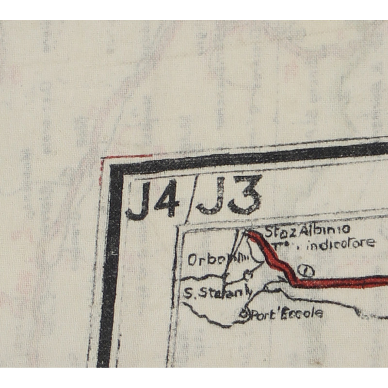Carte d'évasion en soie, MI 9, Italie continentale et Sicile, J4/J3