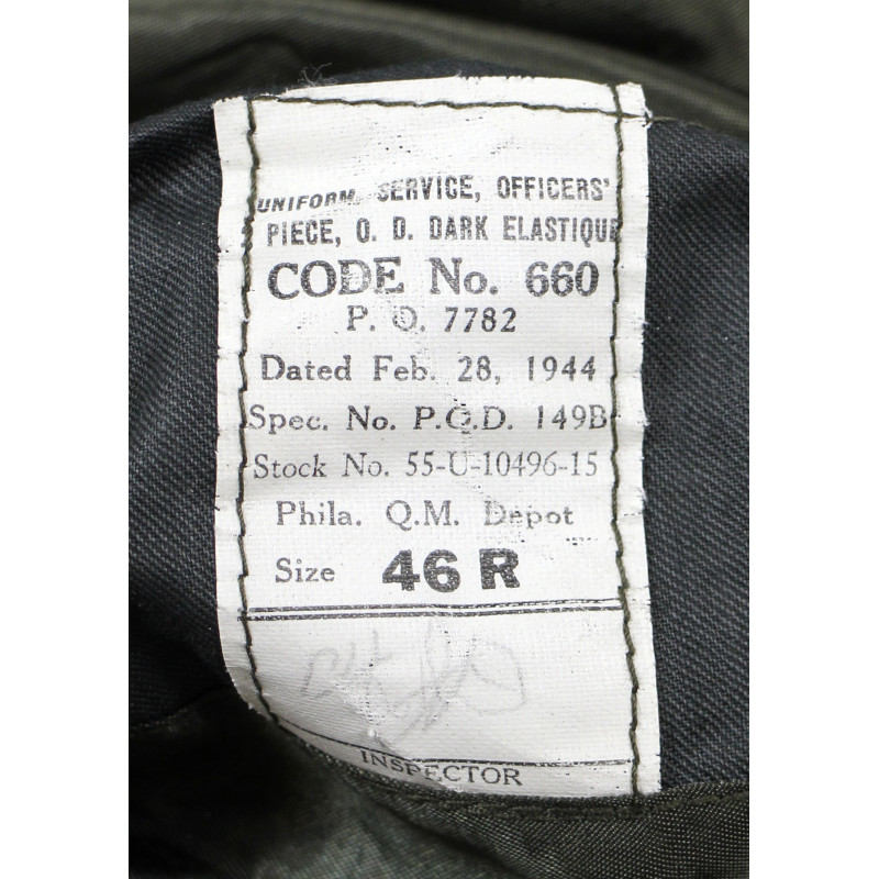 Coat, Service, Officer's, 46R, 1944, Named