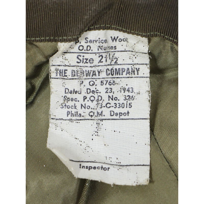 Cap, Wool, Service, US Army Nurse Corps, Size 21 ½, 1943