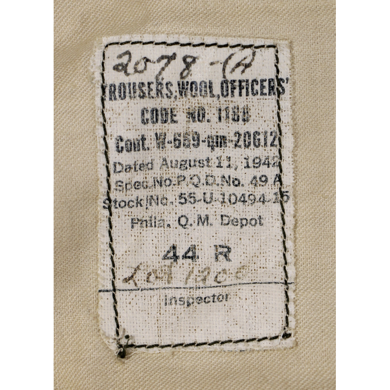 Pantalon officier, chocolat, US Army, taille 44R, 1942