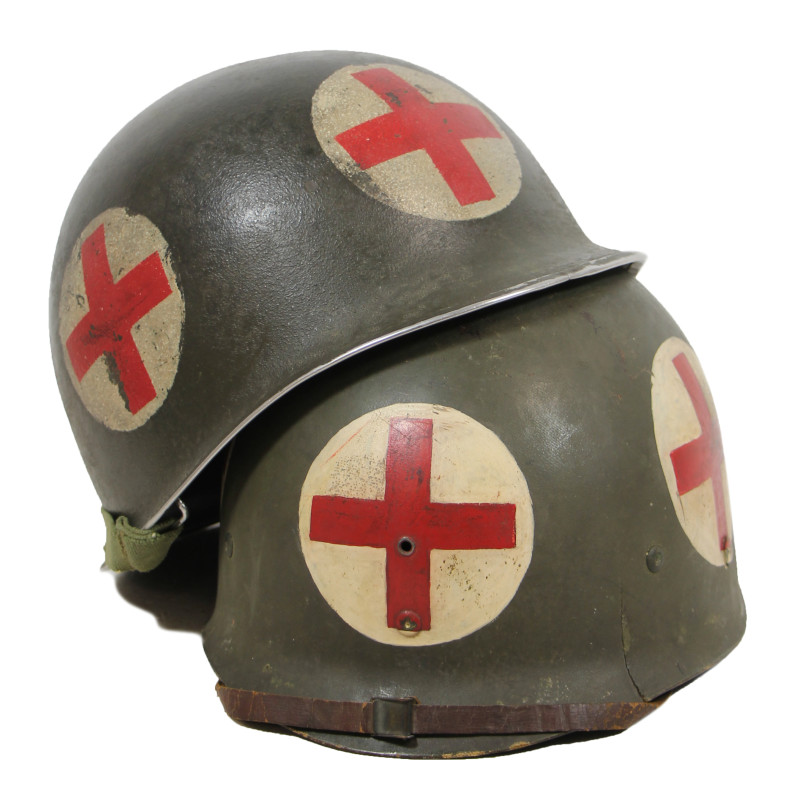 Helmet, M1, Fixed Loops, Medic, Four Red Crosses, Firestone Liner