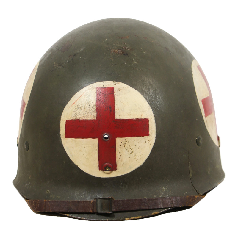 Casque M1, pattes fixes, Medic, quatre croix rouges, liner Firestone
