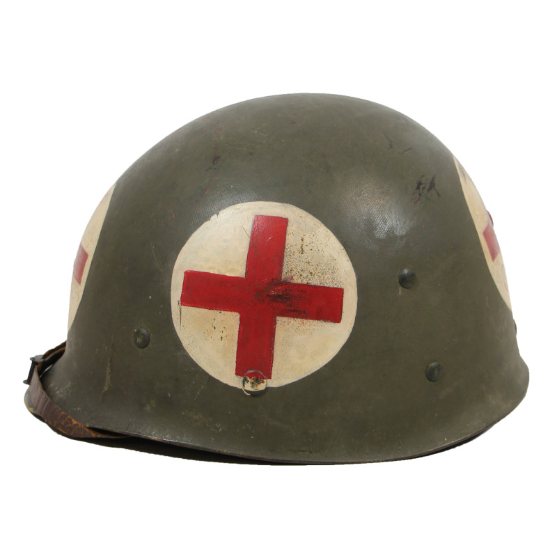 Casque M1, pattes fixes, Medic, quatre croix rouges, liner Firestone