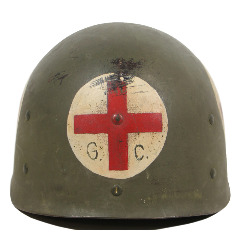 Casque M1, pattes fixes, Medic, quatre croix rouges, liner Firestone