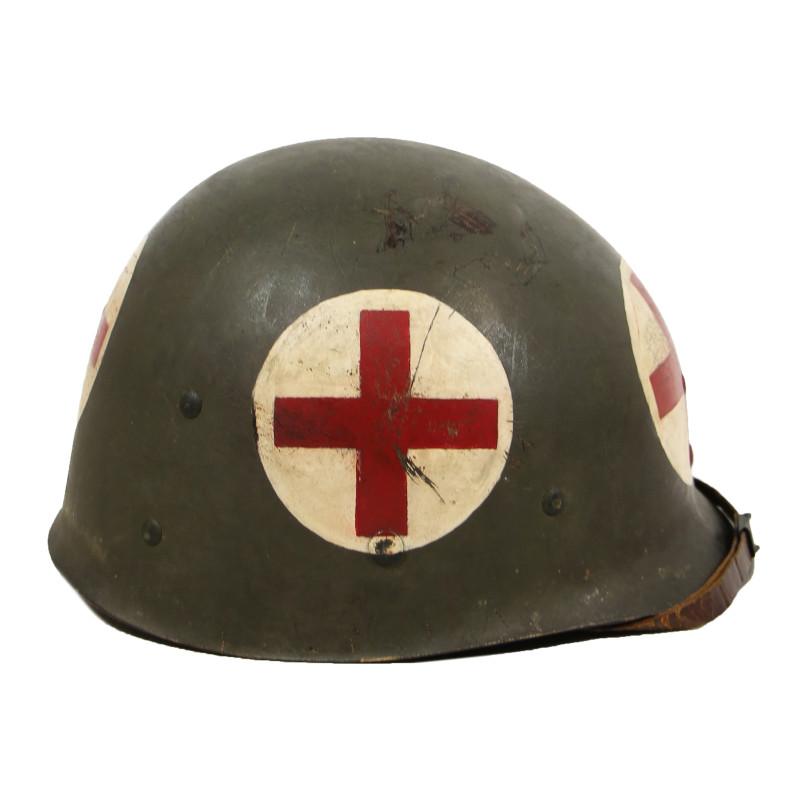 Casque M1, pattes fixes, Medic, quatre croix rouges, liner Firestone