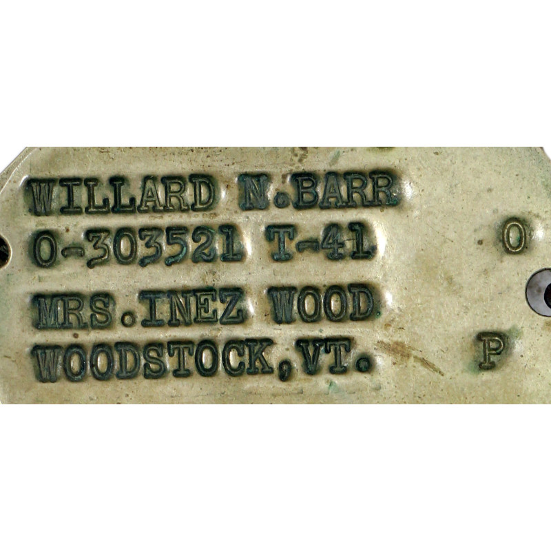 Dog Tags, Maj. Willard Barr, Military Police, 20th Armored Division