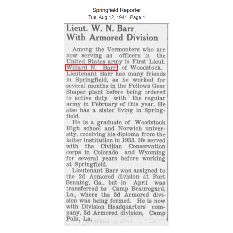 Dog Tags, Maj. Willard Barr, Military Police, 20th Armored Division
