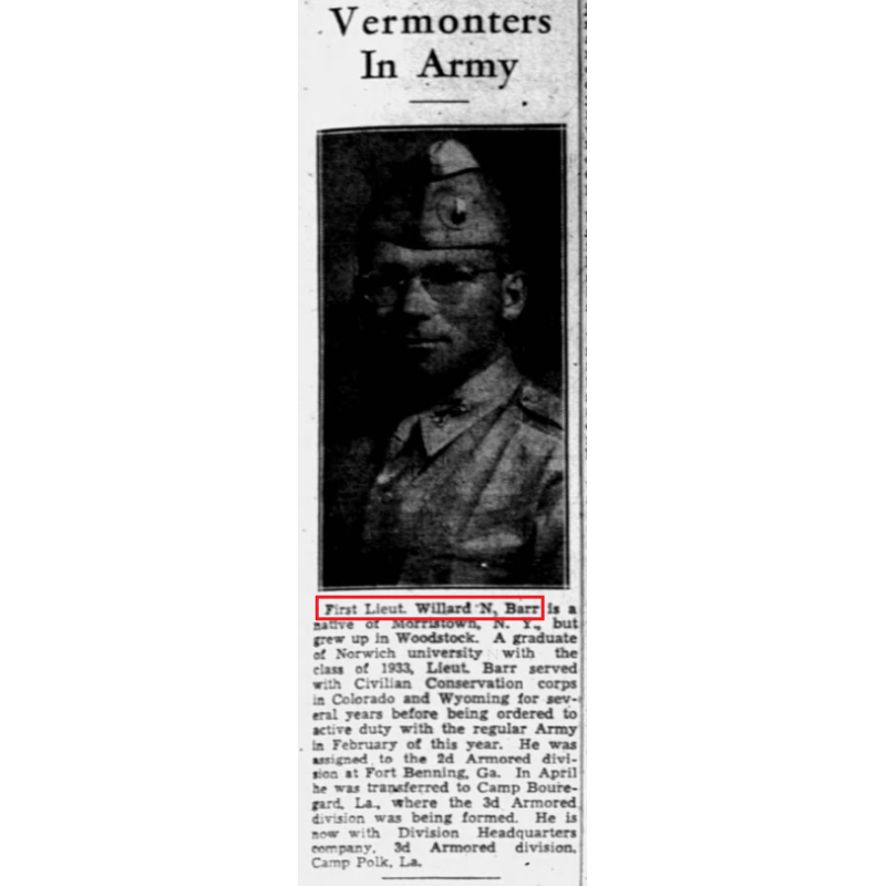 Dog Tags, Maj. Willard Barr, Military Police, 20th Armored Division