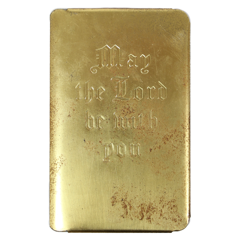 The New Testament, pare-éclats, plaqué or, "May the Lord be with you"