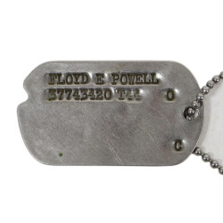 Plaque d'identité, Dog Tag, Pfc. Floyd Powell, 121st Inf. Regt., 8th Infantry Division, ETO