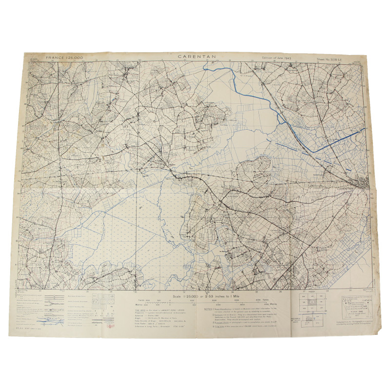 Carte alliée, CARENTAN, Edition of June 1943, Sheet No. 31/18 S.E.