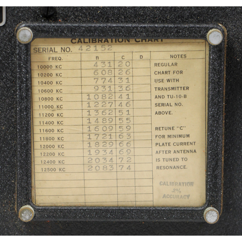 Unité de réglage de fréquence, Transmitter Tuning Unit, TU-10-B, USAAF, 1942