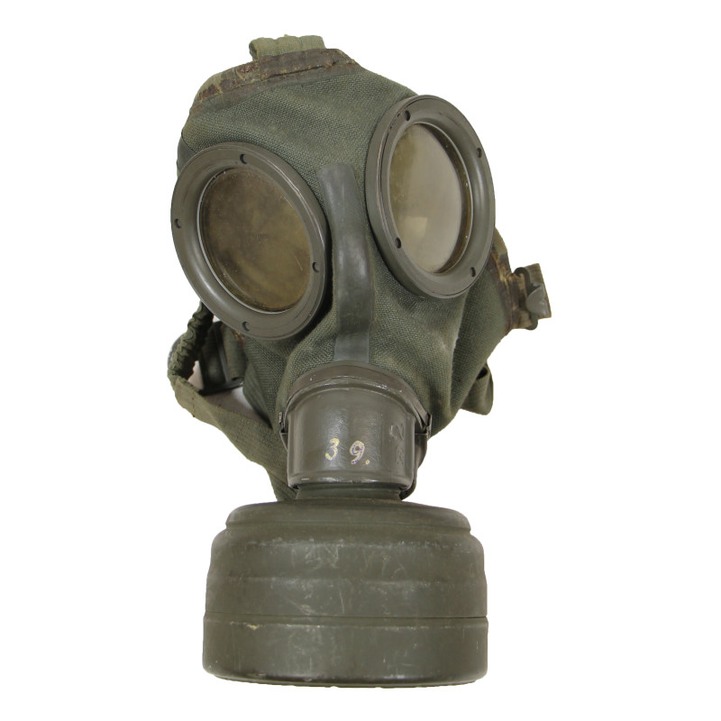 Masque à gaz M30 allemand, 1937-1939, complet, avec boîtier, nominatif