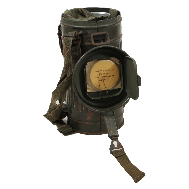 Masque à gaz M30 allemand, 1937-1939, complet, avec boîtier, nominatif