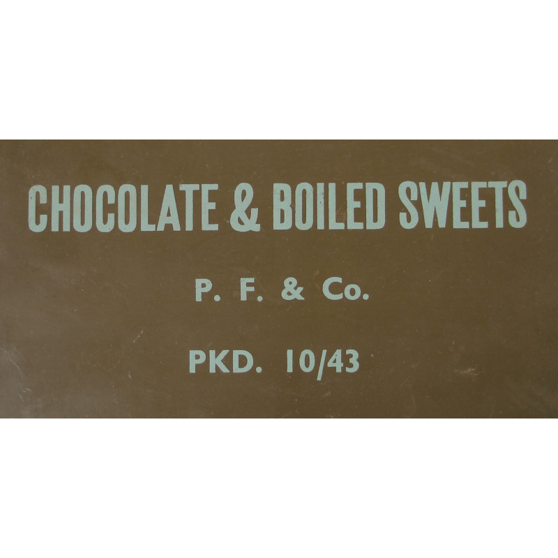 Boîte de chocolats et bonbons, ration britannique, octobre 1943