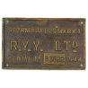 Plate, Bronze, British, Storm Boat 20 Mark 1, R.Y.Y. LTD. 1944, Royal Engineers