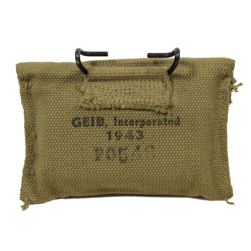 Pouch, First-Aid, M-1942, GEIB, Incorporated 1943, with Packet, First-Aid, Carlisle
