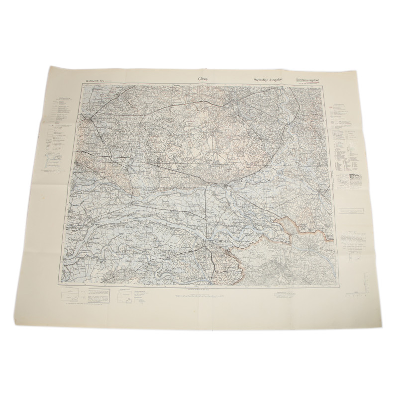 Map, German, Cleve (Arnhem & Nijmegen), Netherlands, 1936