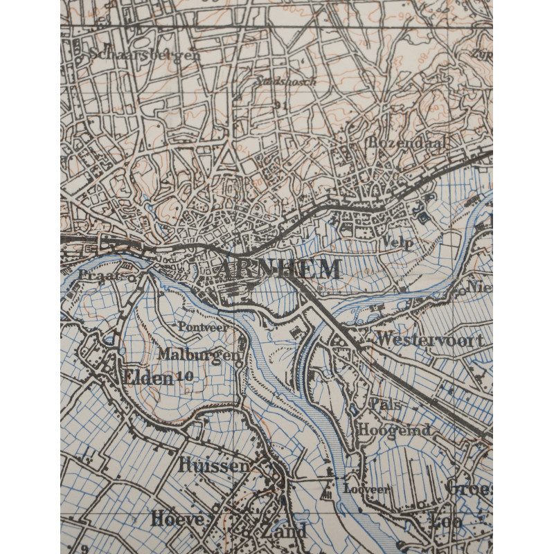 Map, German, Cleve (Arnhem & Nijmegen), Netherlands, 1936