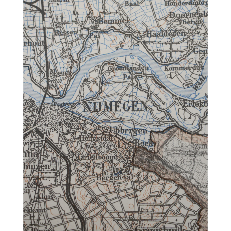 Map, German, Cleve (Arnhem & Nijmegen), Netherlands, 1936