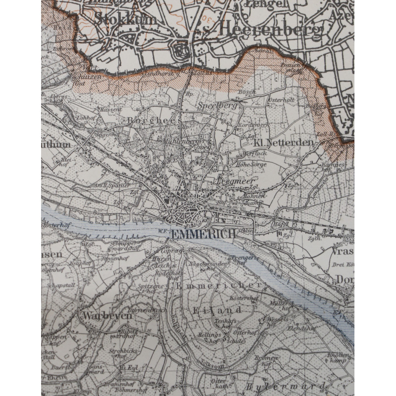 Map, German, Cleve (Arnhem & Nijmegen), Netherlands, 1936