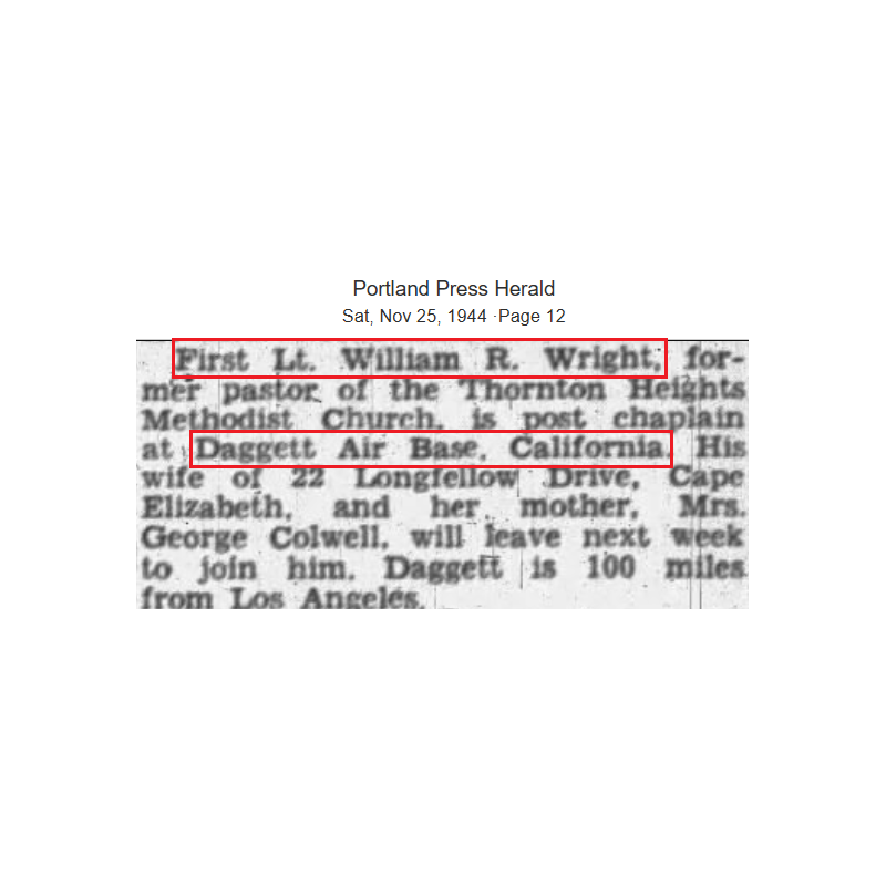 Autel portatif, US Army, aumônier protestant, 1st Lt. William Wright, USAAF