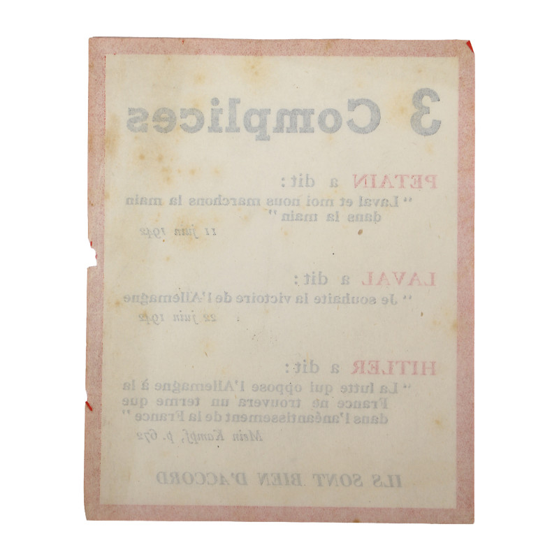 Leaflet, French, 3 Complices