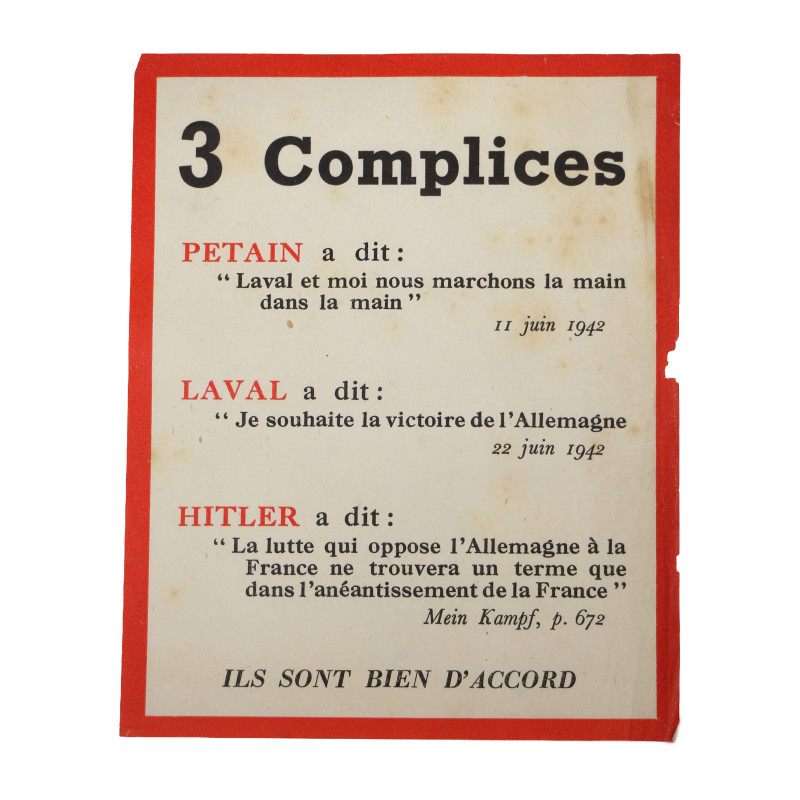Tract antivichyste, 3 Complices