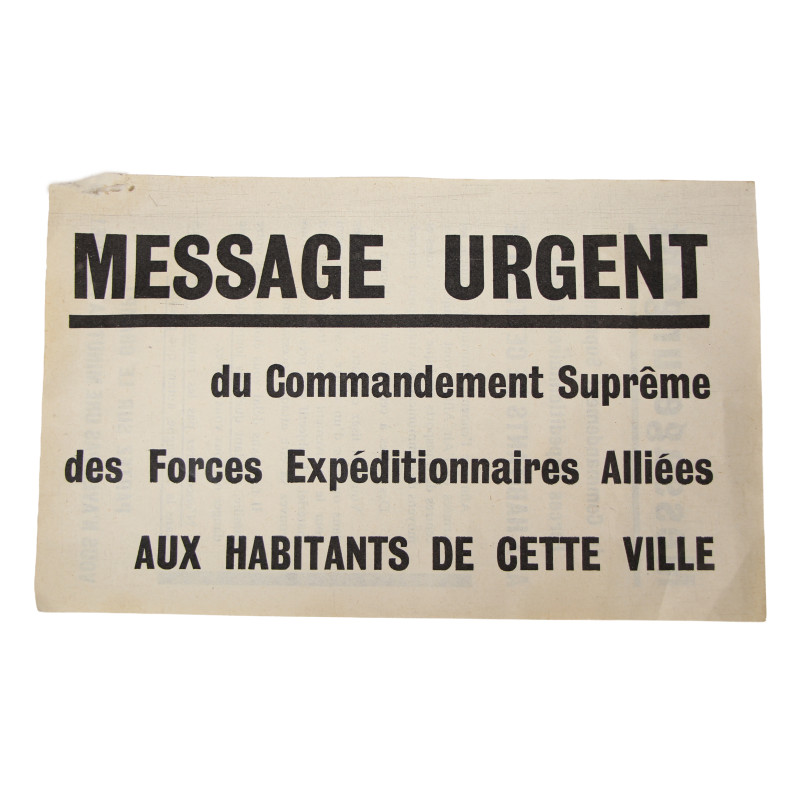Tract Z.F.4, SHAEF, message aux populations civiles, 1944, Normandie
