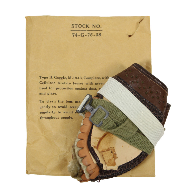 Goggles, M-1943, Type II, Green Lenses, with Kraft, 1943