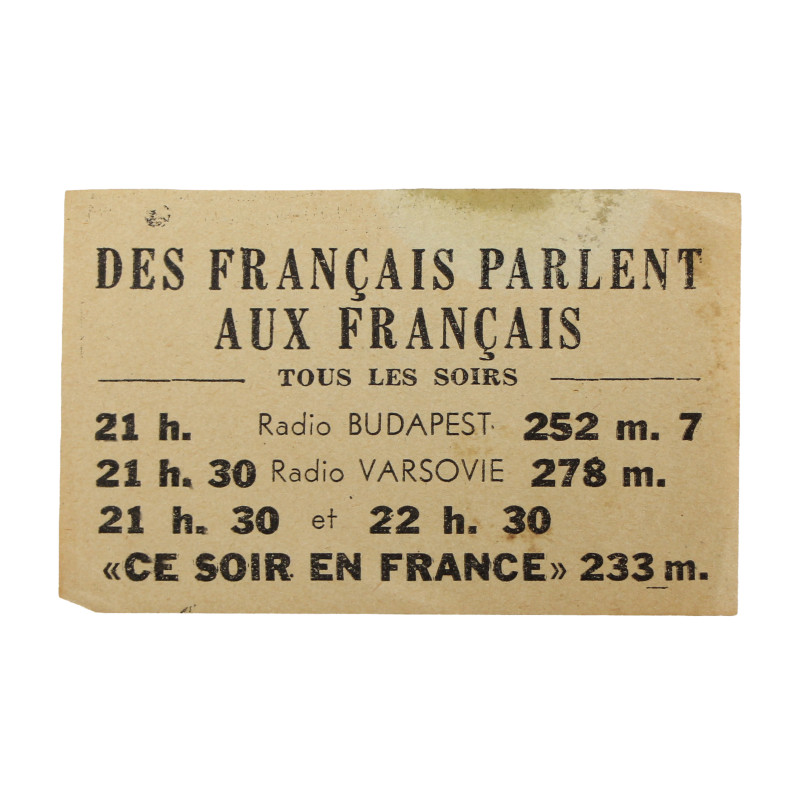 Leaflet, Des Français parlent aux Français, Radio Budapest & Radio Varsovie