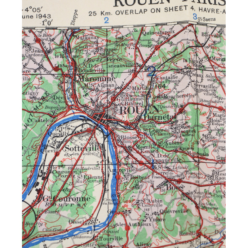 Map, British, ROUEN-PARIS, 1943