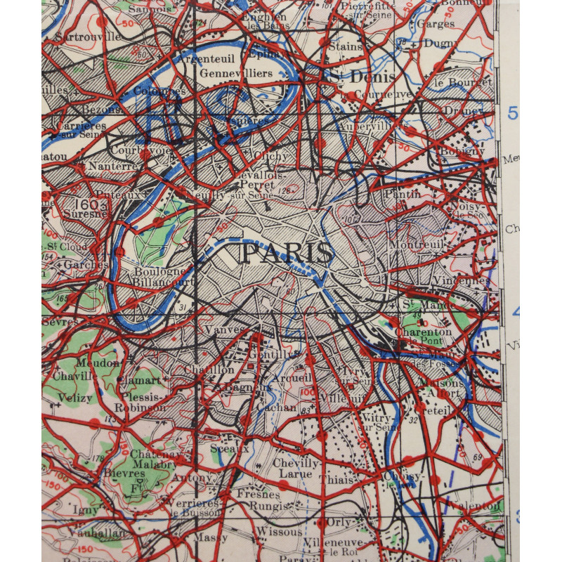 Map, British, ROUEN-PARIS, 1943