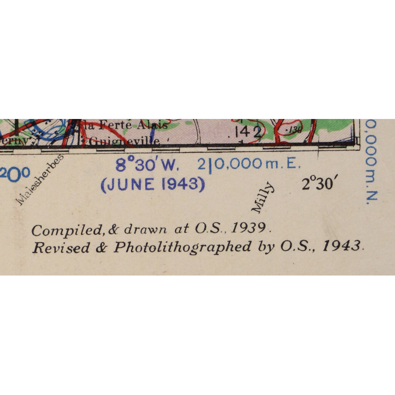 Map, British, ROUEN-PARIS, 1943