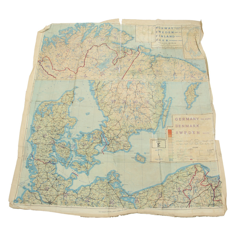 Carte d'évasion en soie, RAF & USAAF, Scandinavie