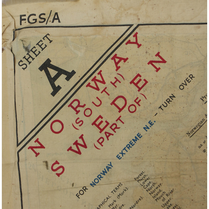 Map, Silk, Escape, RAF & USAAF, Scandinavia