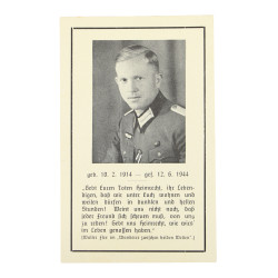 Sterbebilder, carte du souvenir, Hauptm. Werner Thiele, Grenadier-Regiment 739, Heer, 13 juin 1944, Carentan