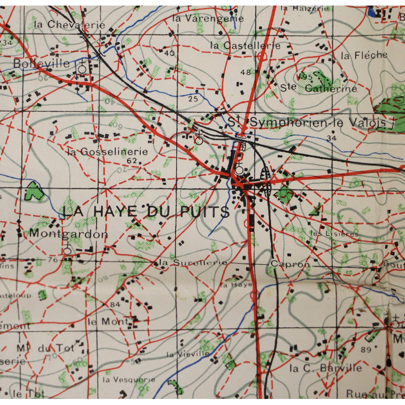 Carte alliée, LA HAYE DU PUITS, Sheet 6E/5, 1943