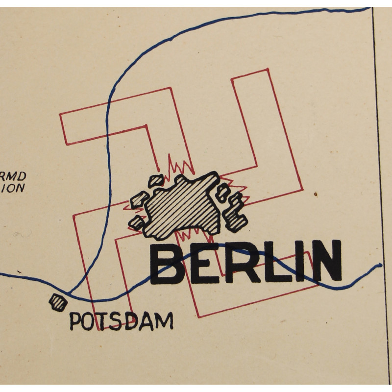 Map, ADVANCE OF THE 5TH ARMORED VICTORY DIVISION - RHINE RIVER TO THE ELBE, 1945