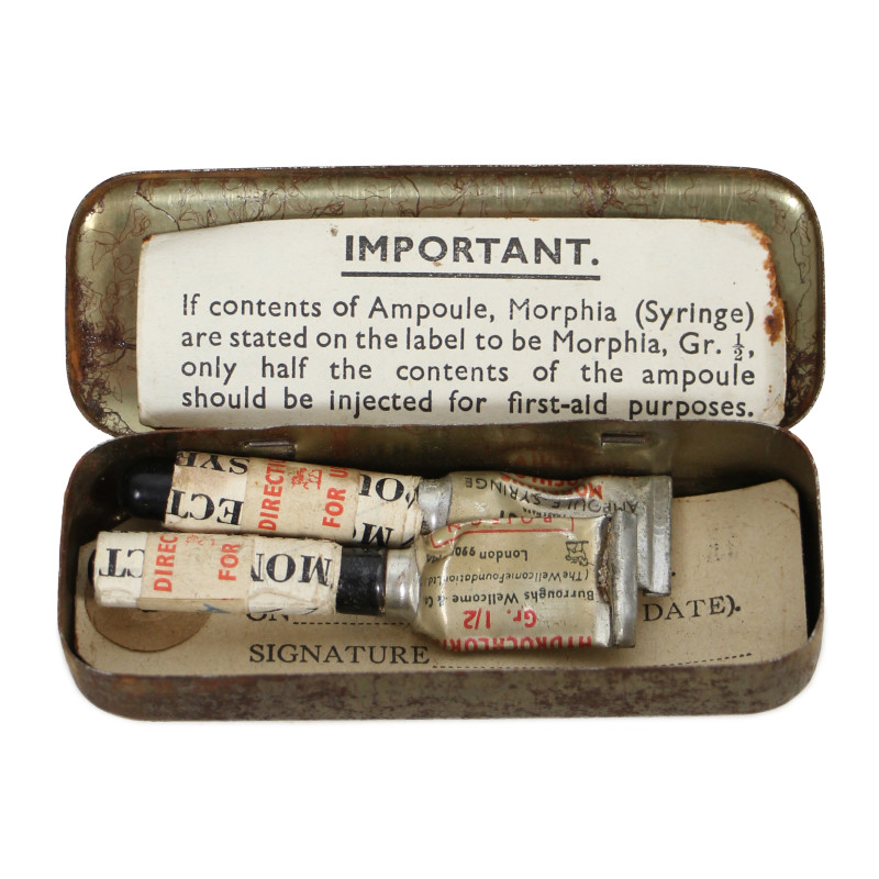 Tin, Morphine Syrettes, British, A♔M, Tubunic Ampoules