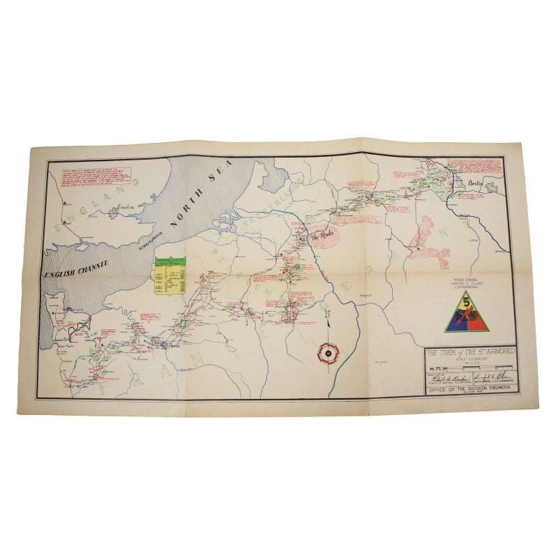 Map, THE TREK OF THE 5TH ARMORED, 1945