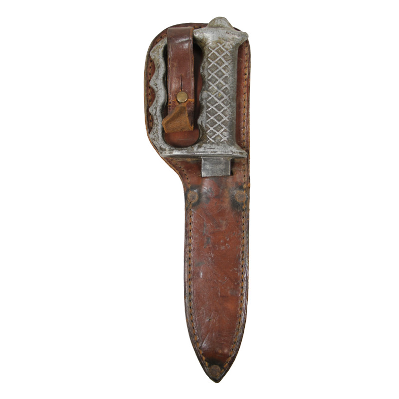 Knife, Knuckle, Made in New Zealand, with Scabbard, Leather