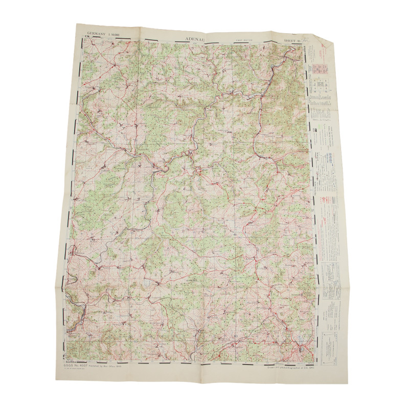 Carte alliée, ADENAU, Allemagne, 1945, 4th ID