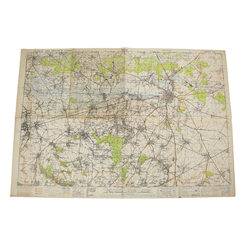 Map, British, MONS, Belgium, 1943
