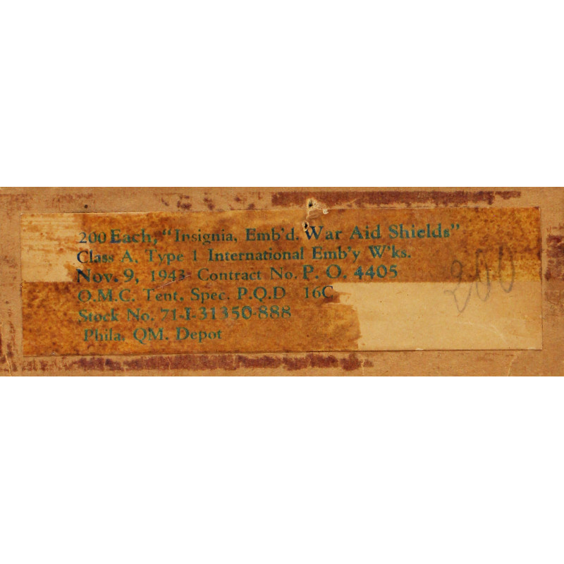 Insigne d'épaule, FRANCE, War Aid, 1943, état neuf