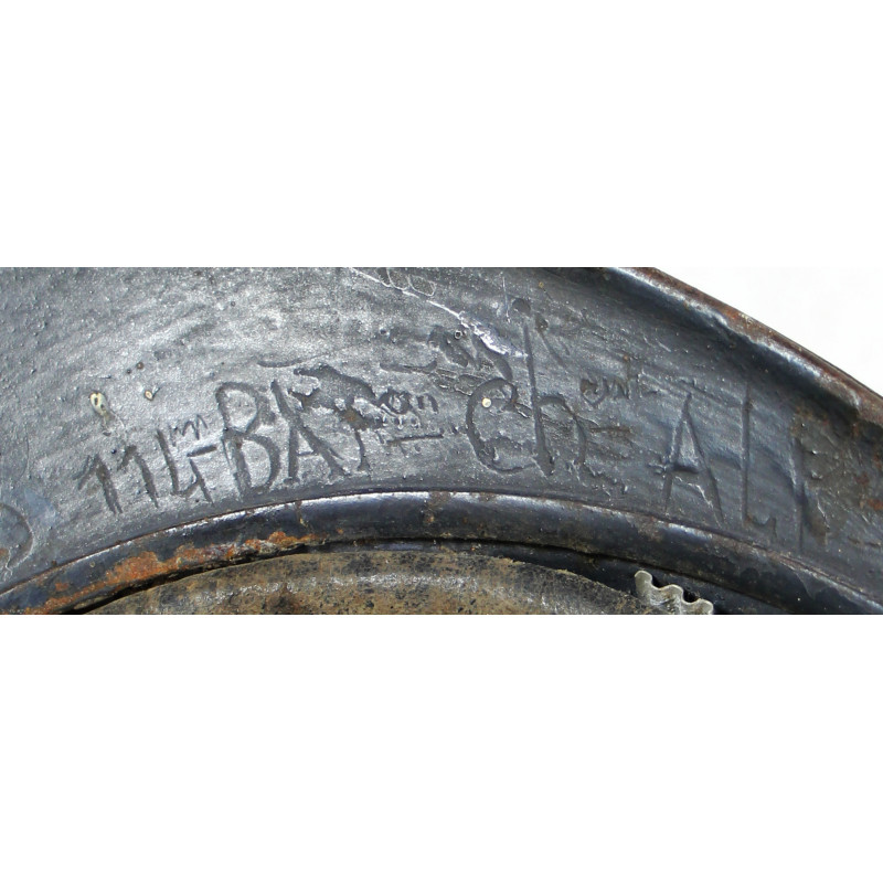 Casque Adrian, Mle 1915, soldat Jean Leduc, 3e Cie, 114e BCA, mort de ses blessures en septembre 1917