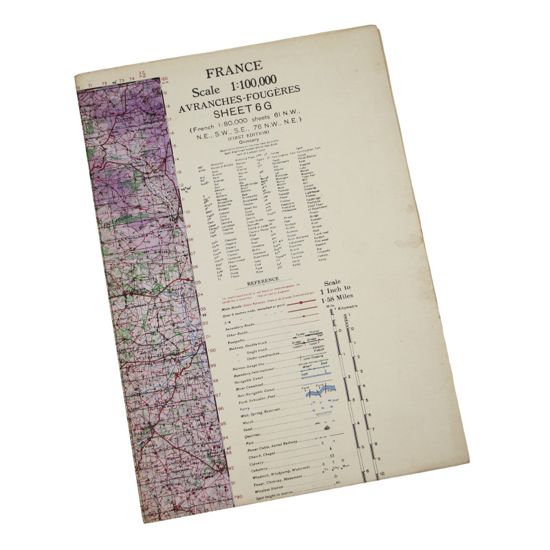 Carte britannique, AVRANCHES-FOUGÈRES, 1944