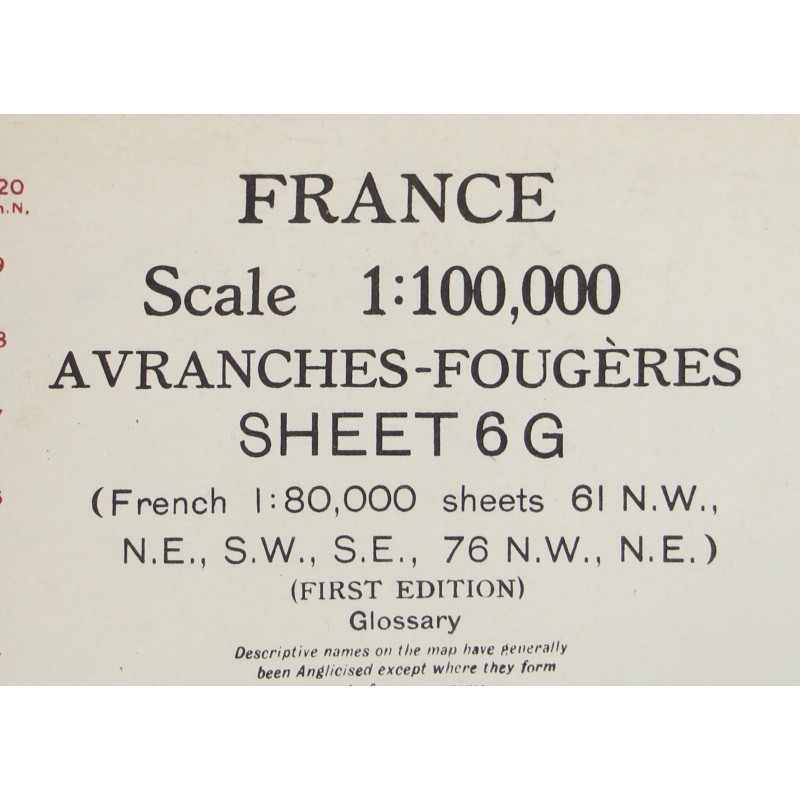 Carte britannique, AVRANCHES-FOUGÈRES, 1944