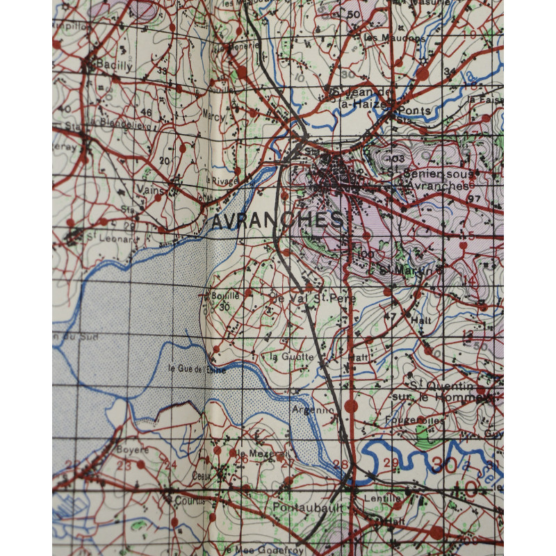 Carte britannique, AVRANCHES-FOUGÈRES, 1944